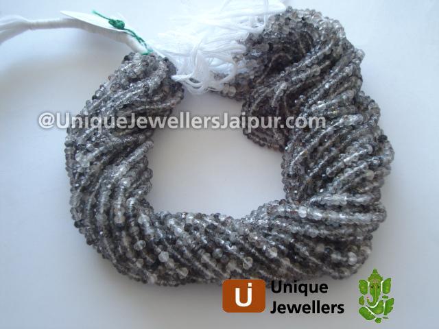 Black Rutail Faceted Roundelle Beads